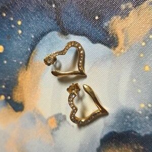 Heart Huggie Rhinestone Earrings
